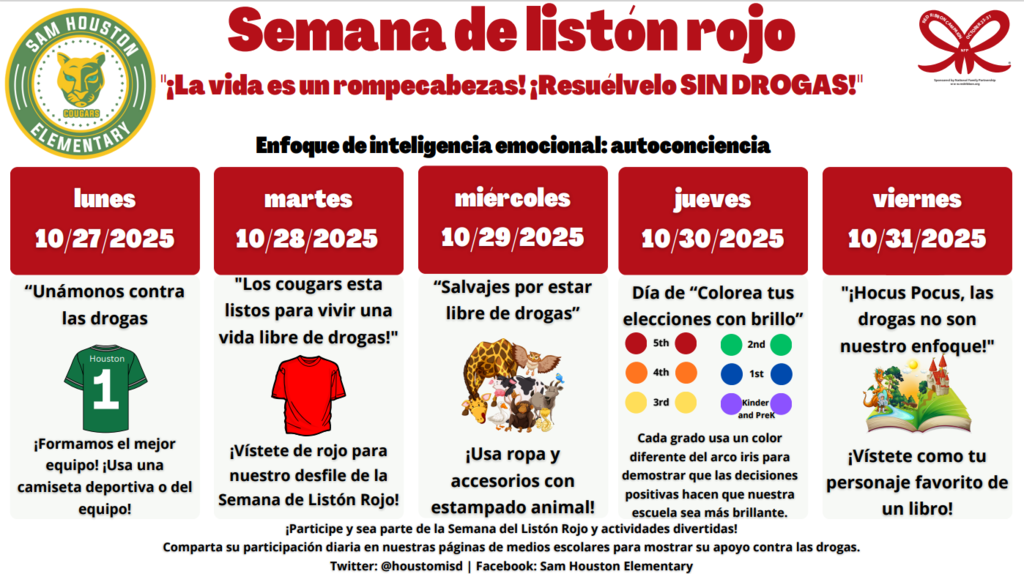 Announcement for Red Ribbon Week in Spanish