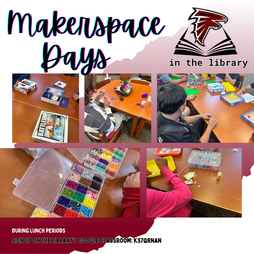 Photo of the Fossum Middle School Library featuring bookshelves, students in the makerspace, and displays of decorated pumpkins. Text promotes the Bookish Pumpkin Patch competition (pumpkins due Oct 30) and invites families to Literacy Night: “Read & Remember” on Oct 29 from 4:30–6 PM.
