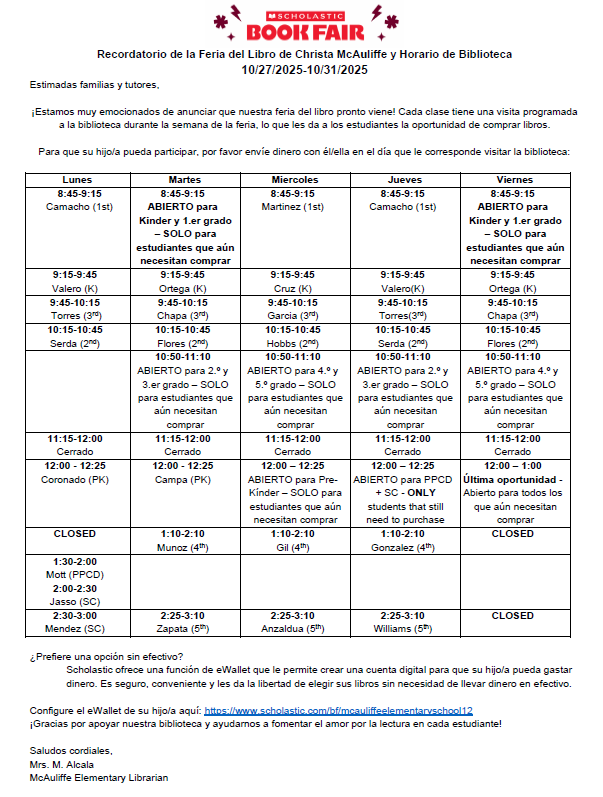 book fair schedule 2