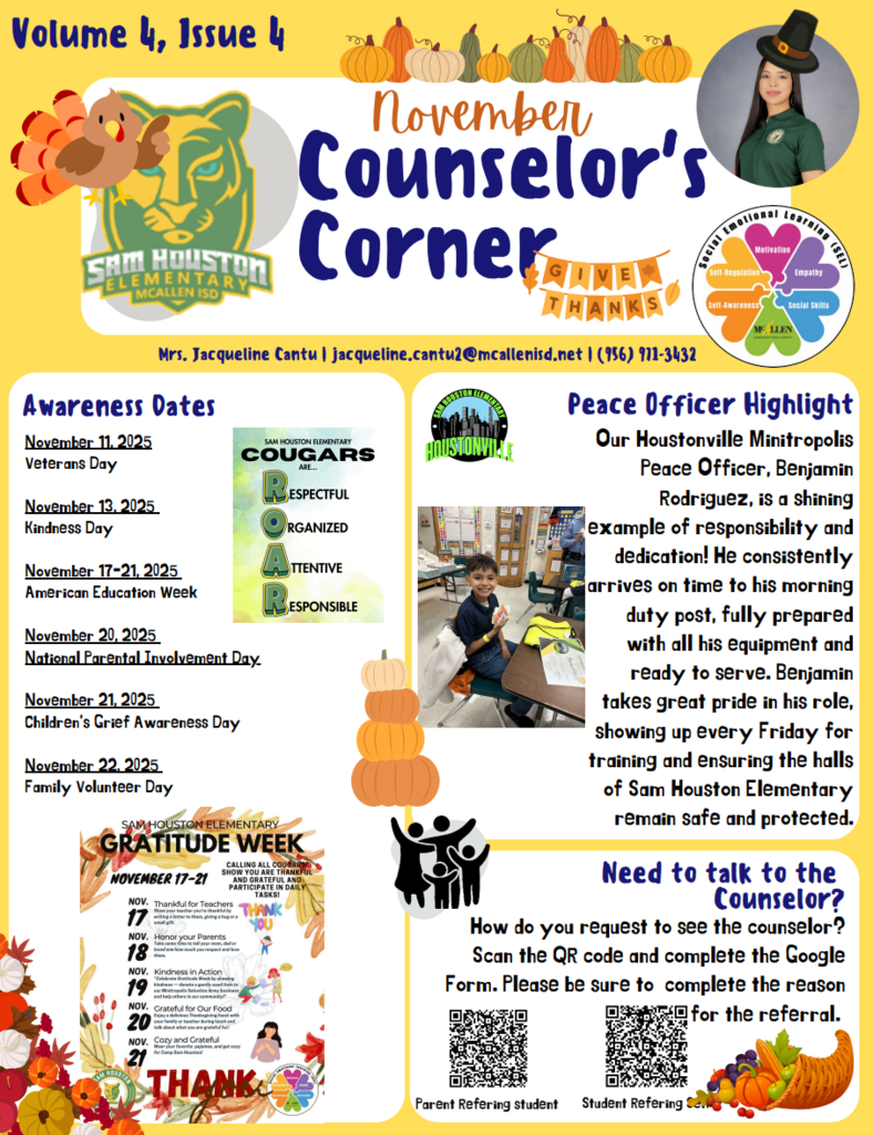 Counselor's Corner Newsletter Image in English