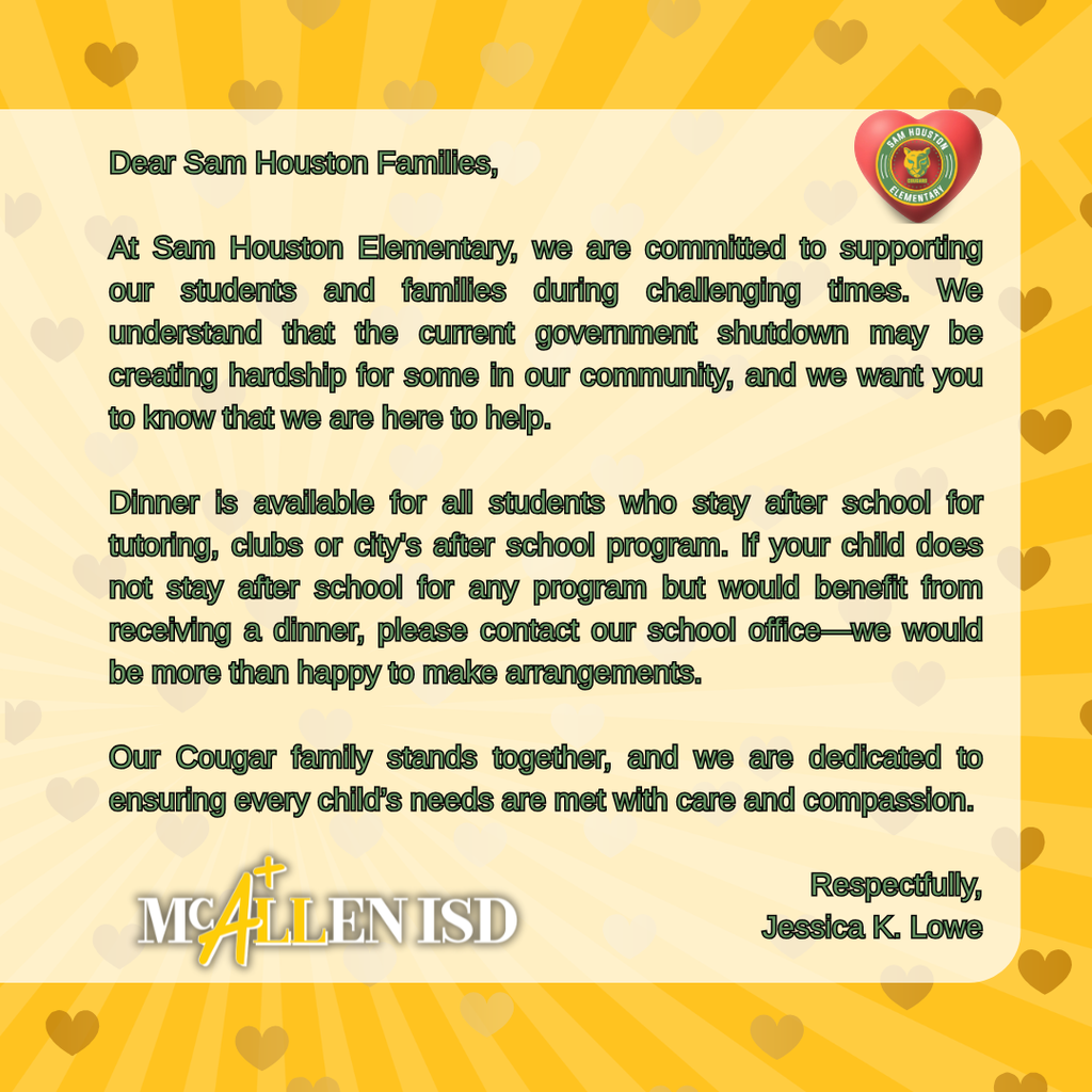 Message from the principal flyer in English.