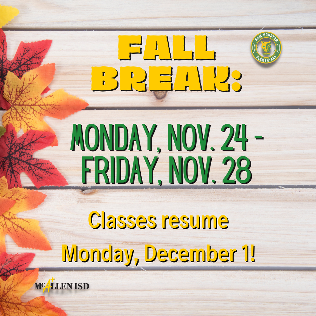 Announcement for Fall Break in English