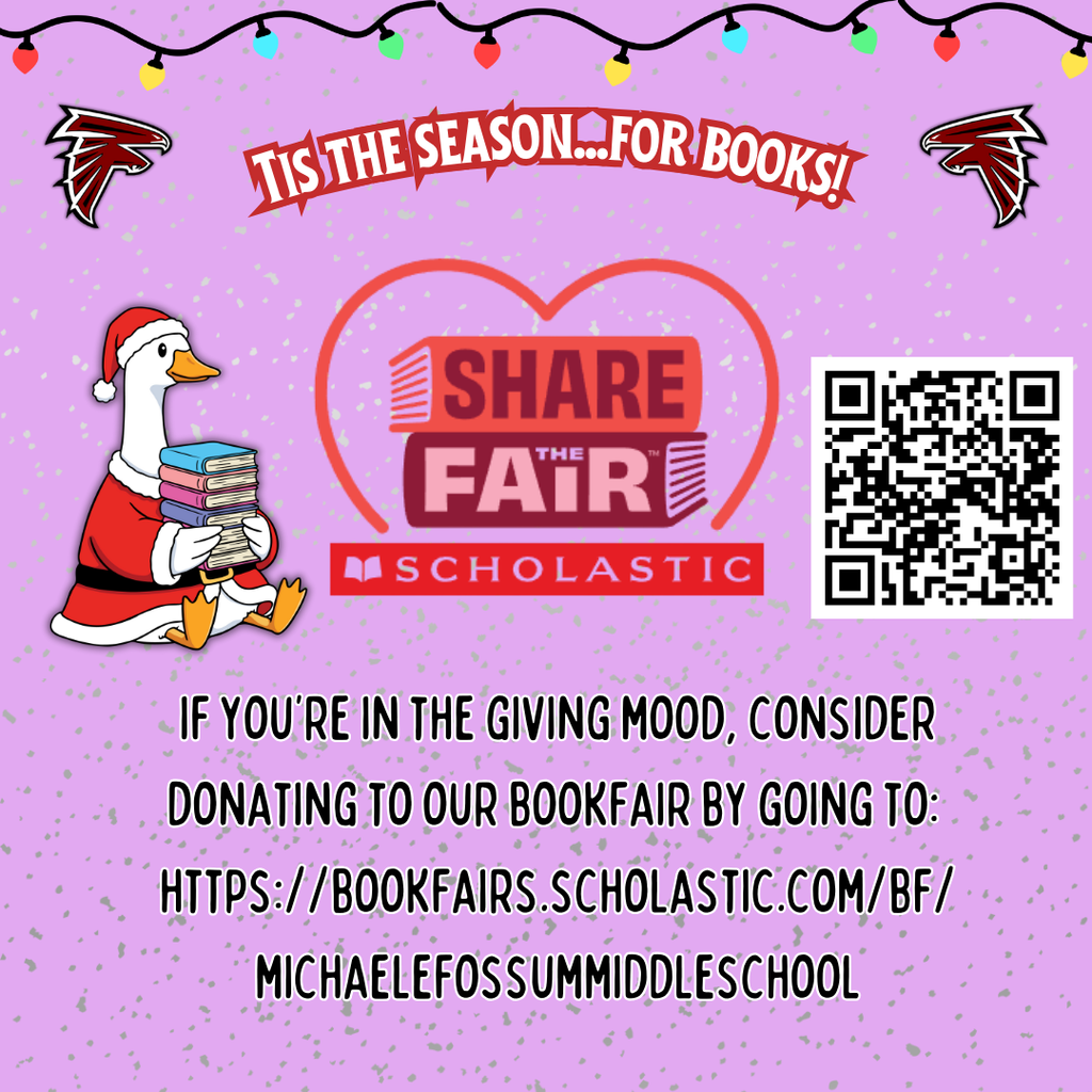 🎁📚 ’Tis the season for giving and books! If you’d like to spread some book joy, consider donating to our Fossum Book Fair. Every dollar helps a Falcon discover their next great read! ❤️🦅 Link in graphic!