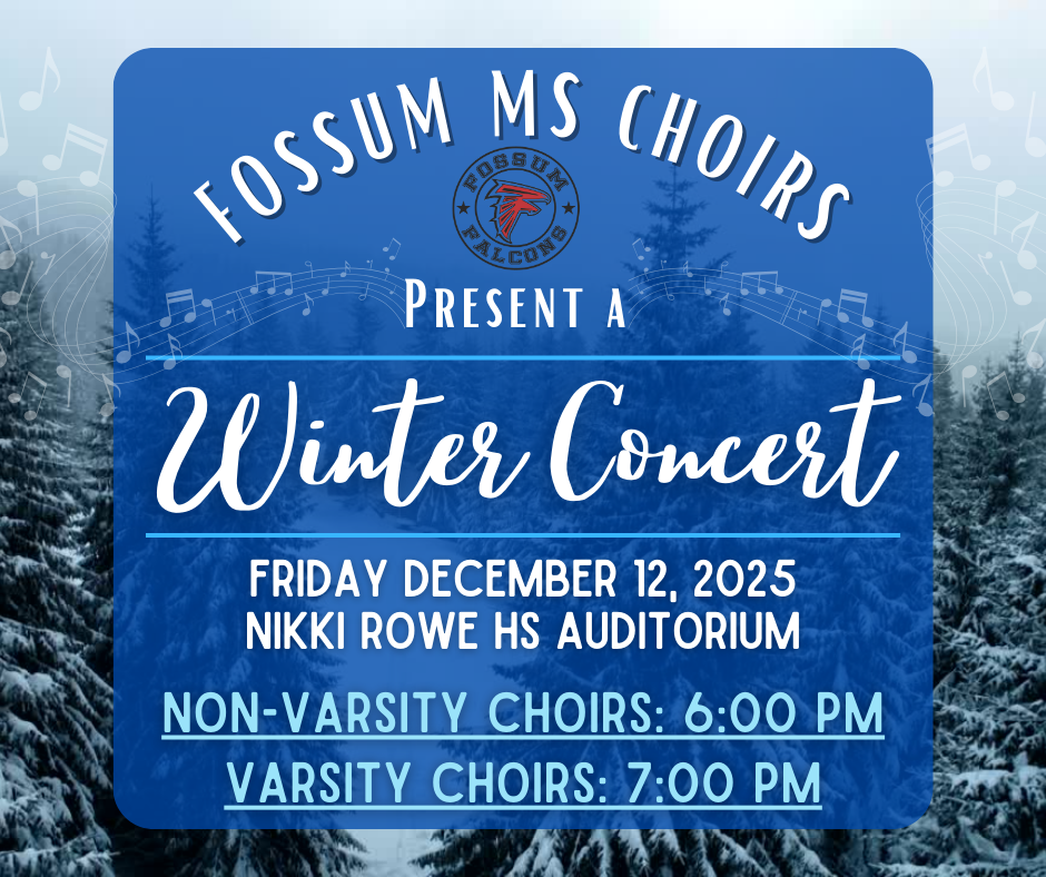 🎄✨ We’d love to extend a warm invitation to our Winter Concert this Friday, December 12, 2025! Enjoy an evening filled with festive tunes, warm melodies, and lots of holiday spirit! Details: -Friday, December 12, 2025 @ Rowe Auditorium (free admission) -6th grade choir & 7th grade girls @ 6:00 PM -7th/8th grade boys & 8th grade girls @ 7:00 PM   We hope to see you there! Have a great day!