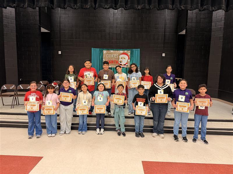 Pictured are spelling bee campus winners.