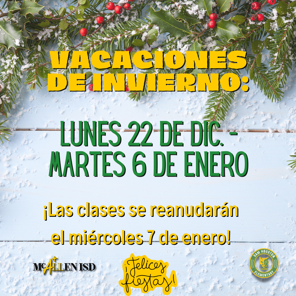 Winter Break Announcement in Spanish