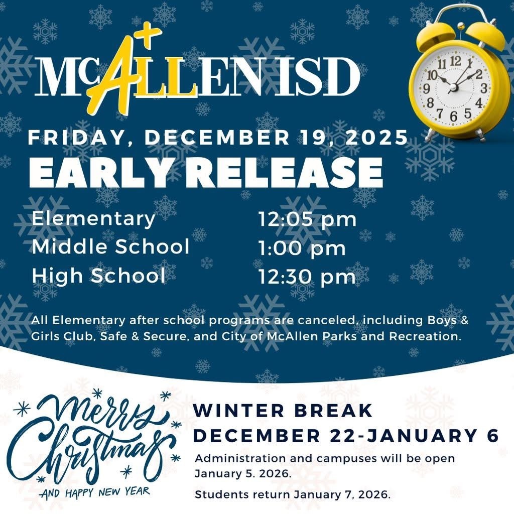 Holiday break information 