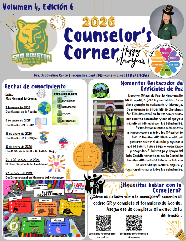 Image of Counselor's Corner Newsletter in Spanish