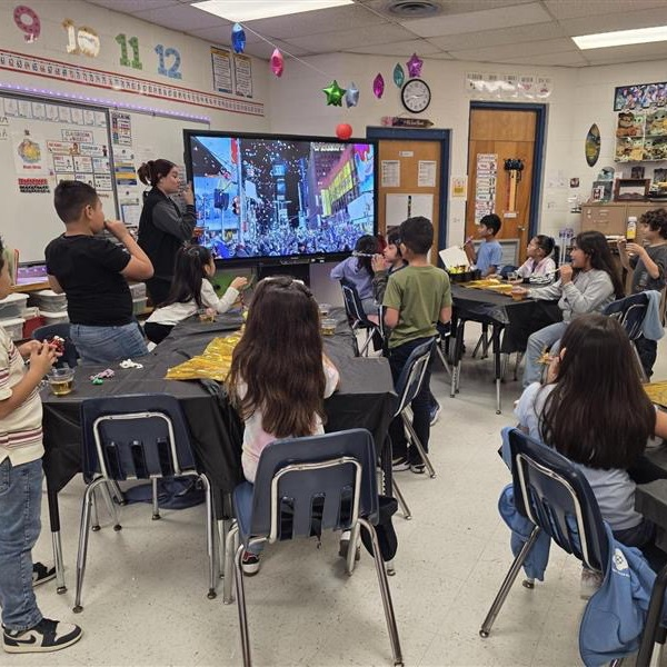 Students celebrating new years in their classroom