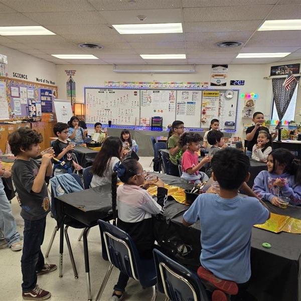 Students celebrating new years in their classroom