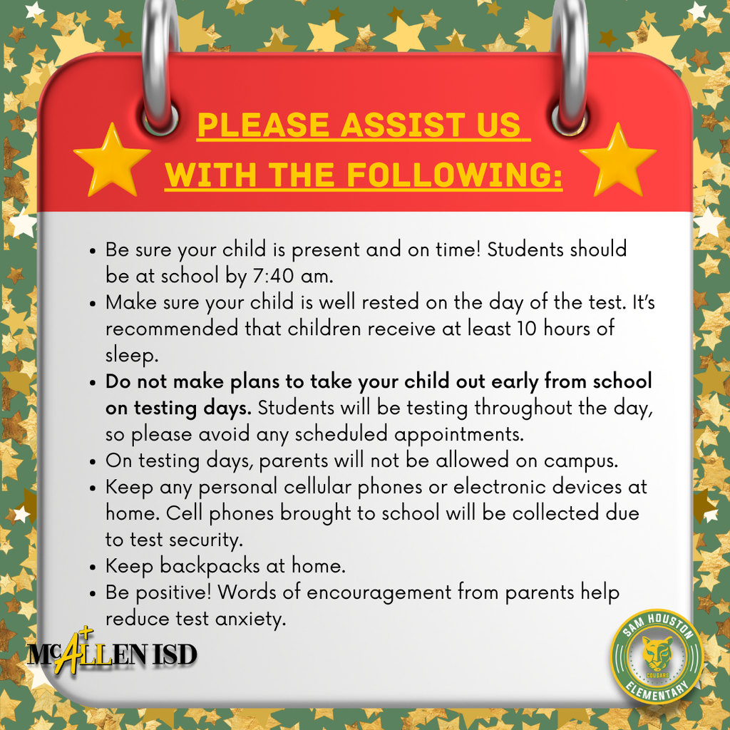 District Benchmark Reminders in English