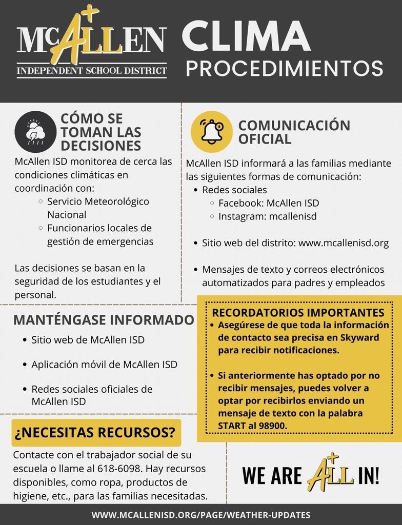 McAllen Independent School District CLIMA PROCEDIMIENTOS