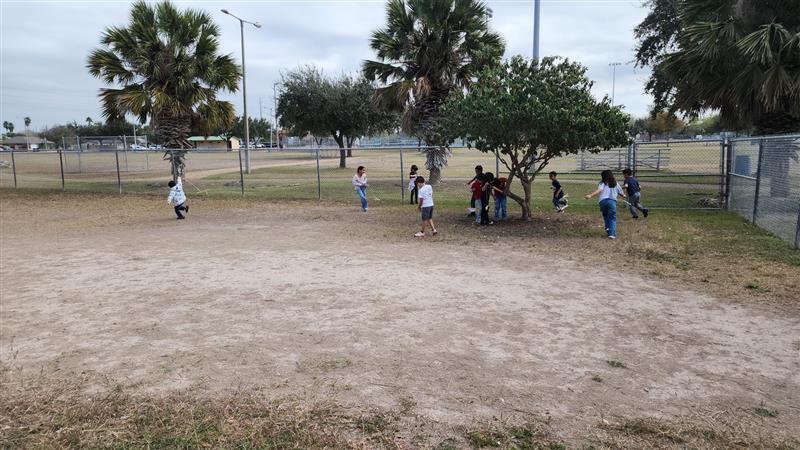 Kids running outside testing their products.