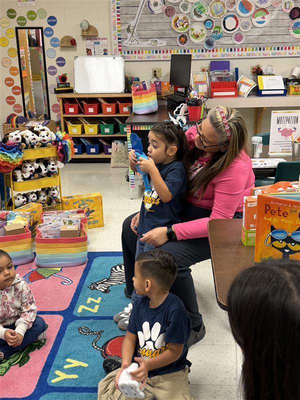 Kids using the peace pods tools.