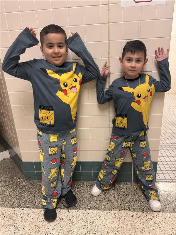 Kids posing with PJ's.