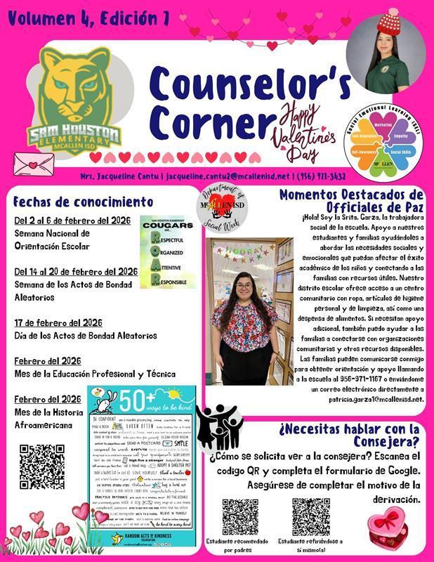 Counselor's Corner Newsletter in Spanish