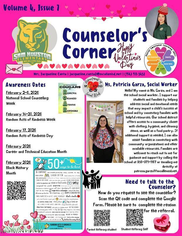Counselor's Corner Newsletter Image in English