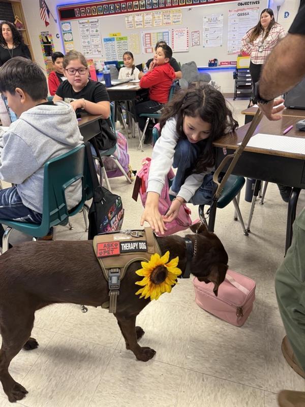 Students petting Penny.