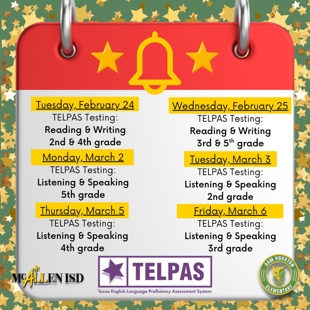 TELPAS testing dates announcement in English