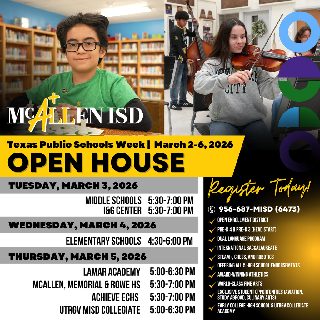 Open House Date and Time for Middle School