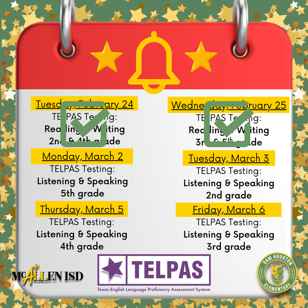 TELPAS testing dates announcement in English