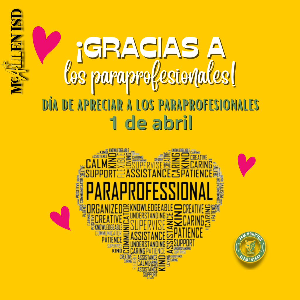 Paraprofessional Day Announcement in Spanish