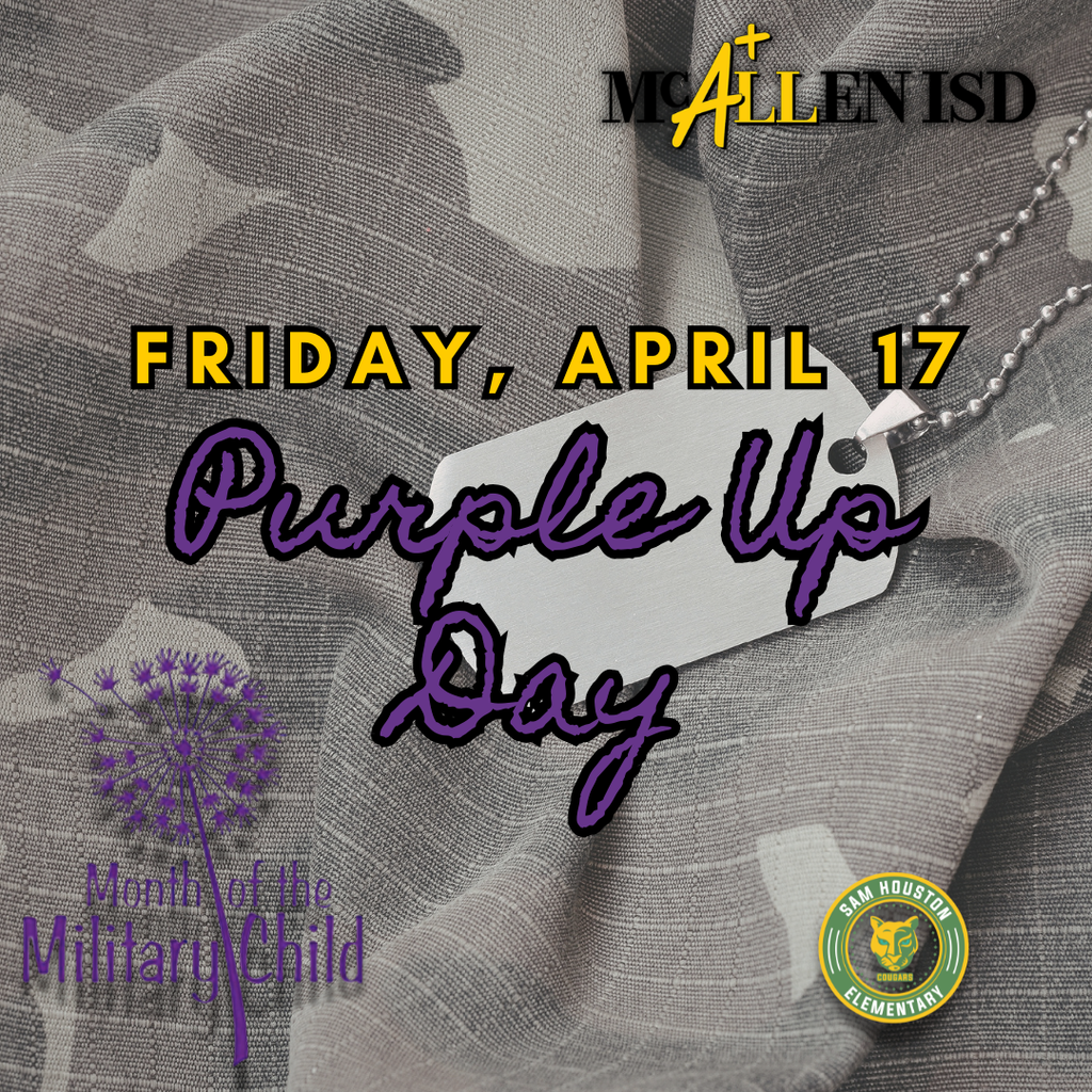 Announcement for Purple Up Day in English