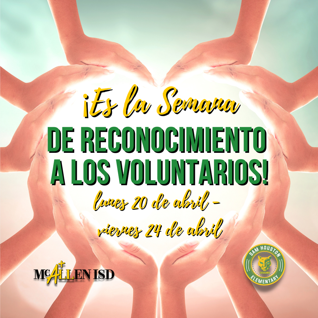 Announcement for Public School Volunteer Week in Spanish