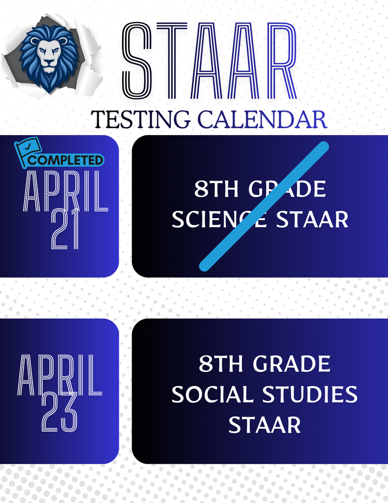 STAAR Testing Schedule  Reminder