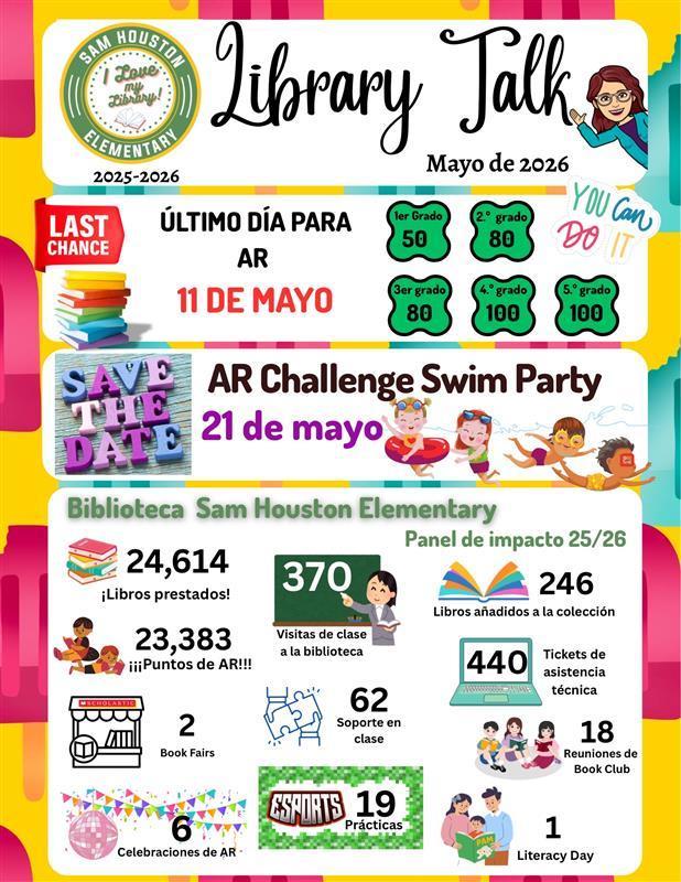 Image of Newsletter - Library Talk for May in Spanish