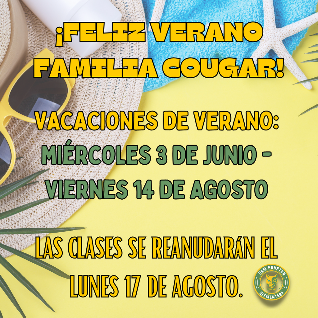 Beach Background to Announce Summer Vacation in Spanish