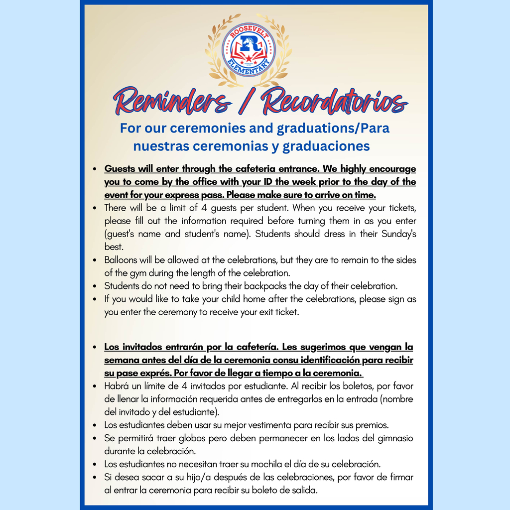 Ceremony Reminders
