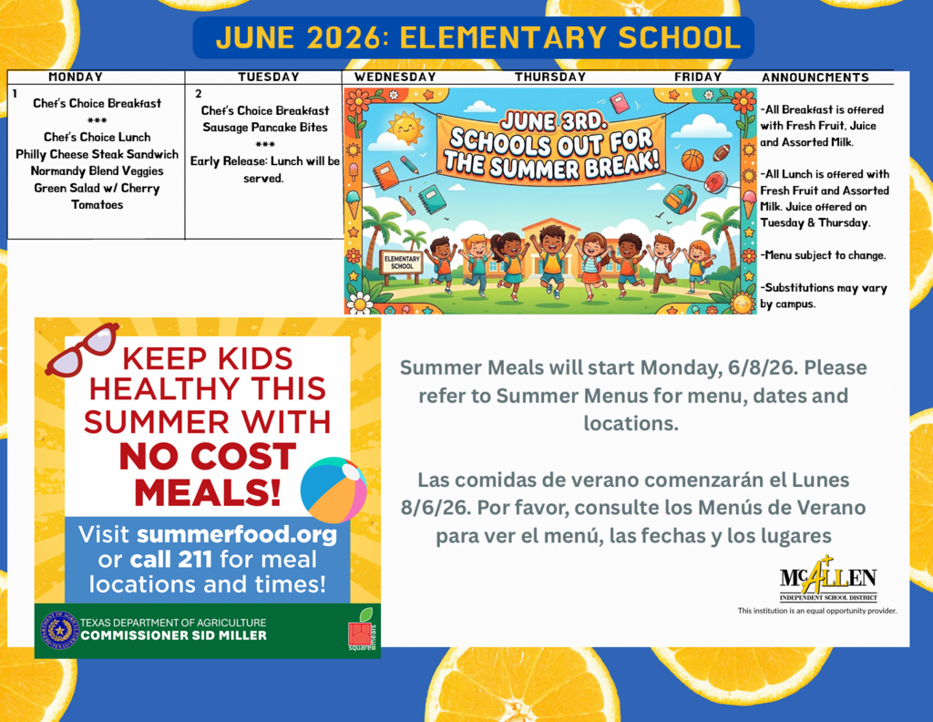 Elementary School Menu