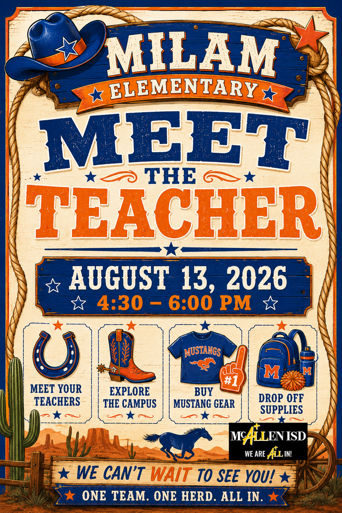 Meet the Teacher Aug. 13, 2026 4:30-6:00