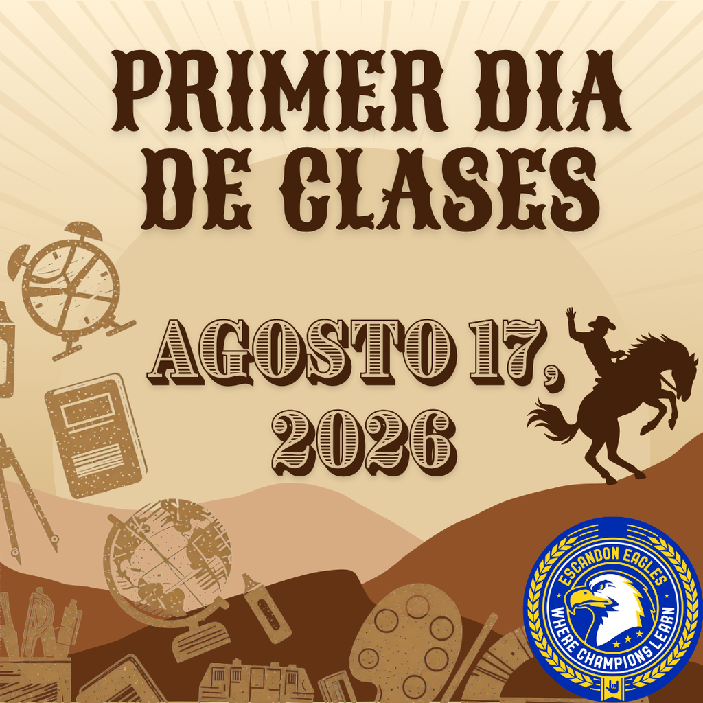 First Day of School Flyer- Text reads August 17, 2026. Background is multiple shades of brown and western.