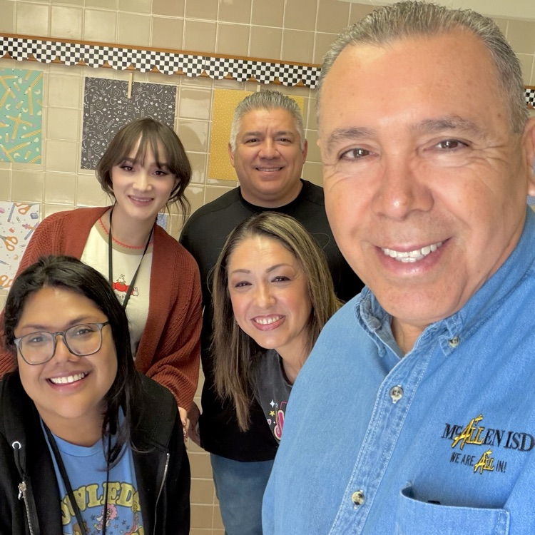 5th grade team pictured with superintendent and campus leadership.