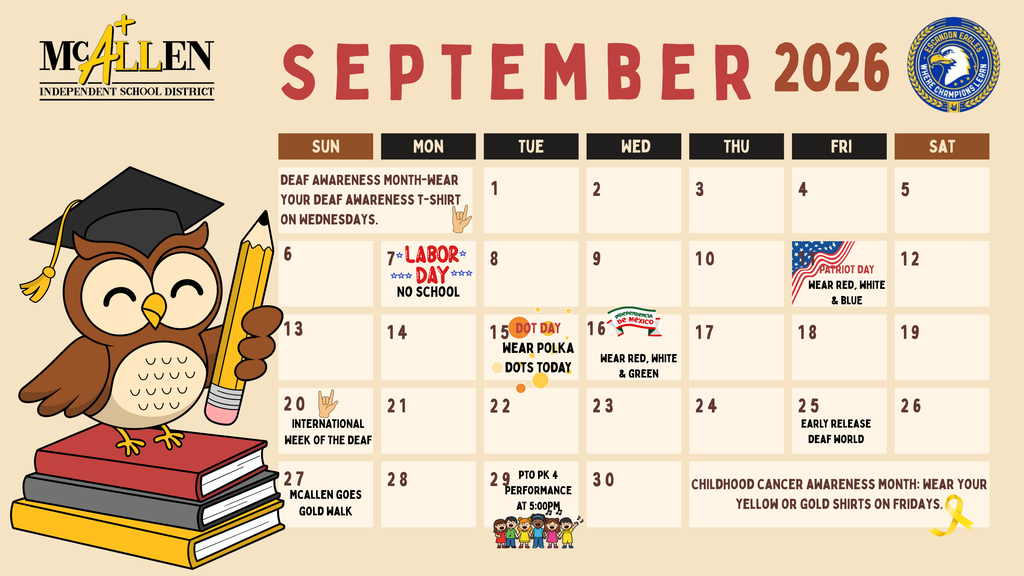 September Calendar of Events with Brown background