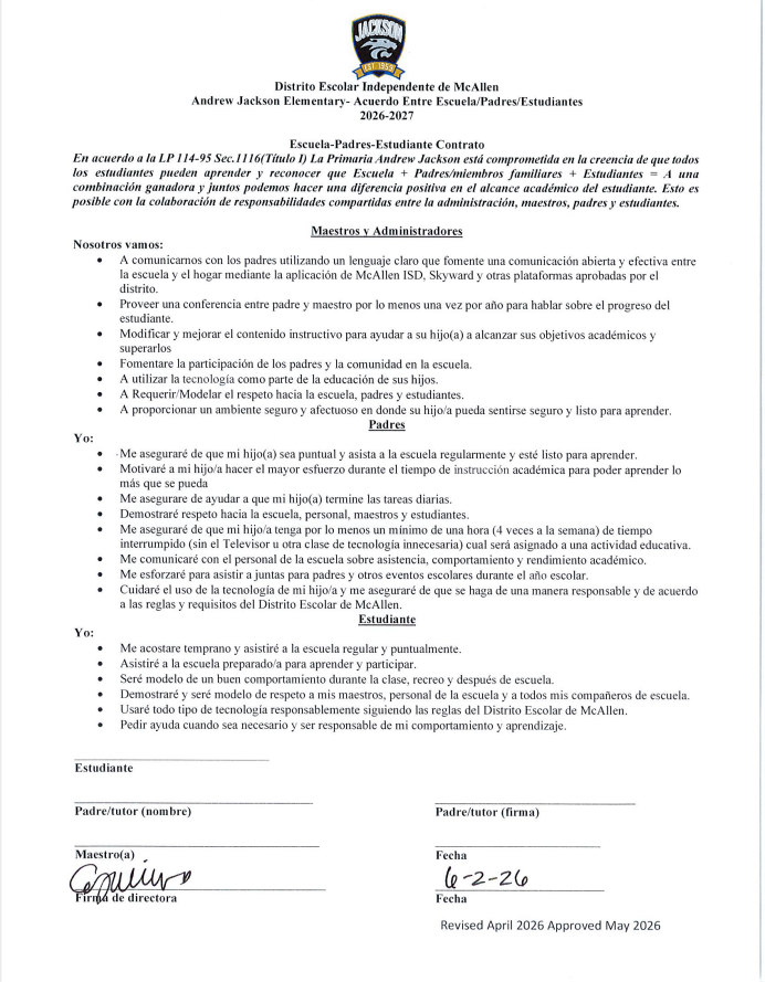 School-Parent Compact Spanish