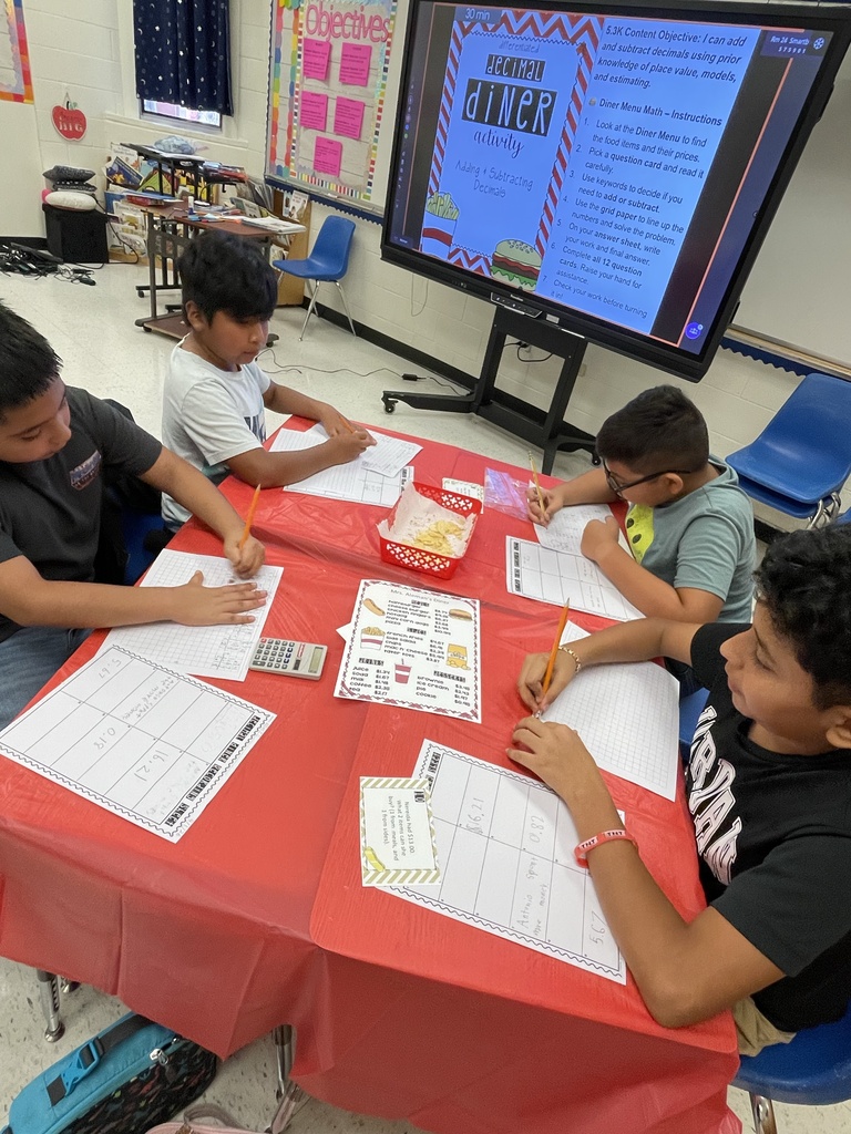 5th Grade Math Diner Menu Challenge