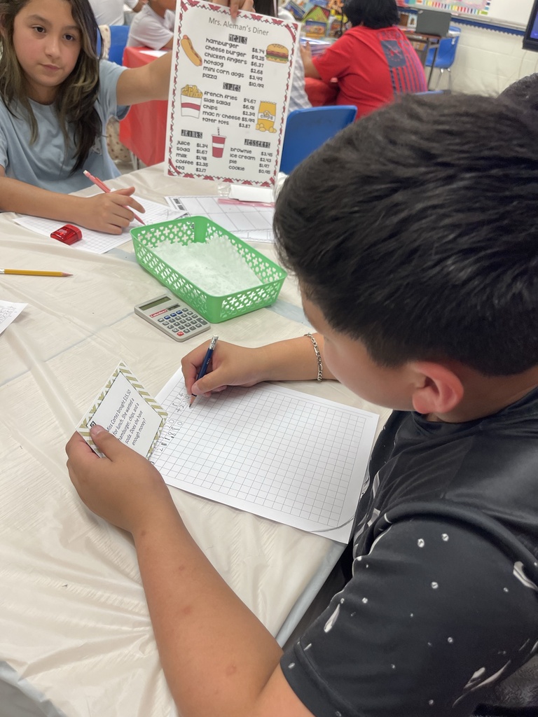5th Grade Math Diner Menu Challenge