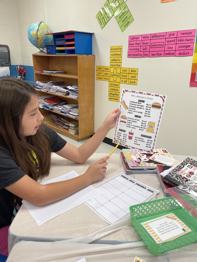 5th Grade Math Diner Menu Challenge