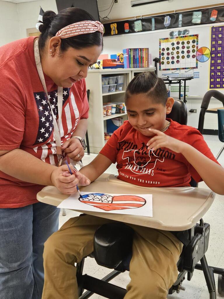 Student engaged in learning activity.