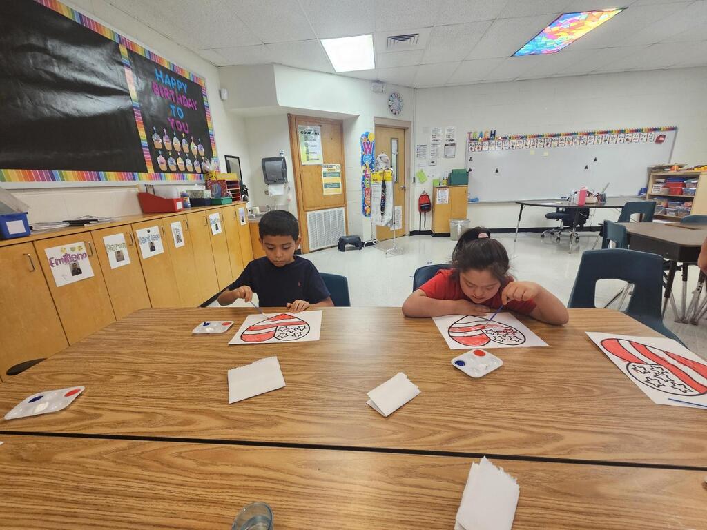 Students engaged in learning activity.