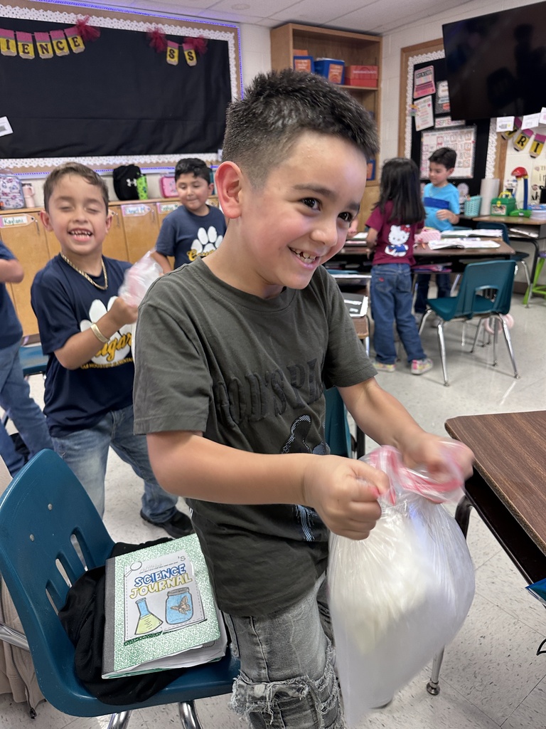 Student engaged in making ice cream activity.