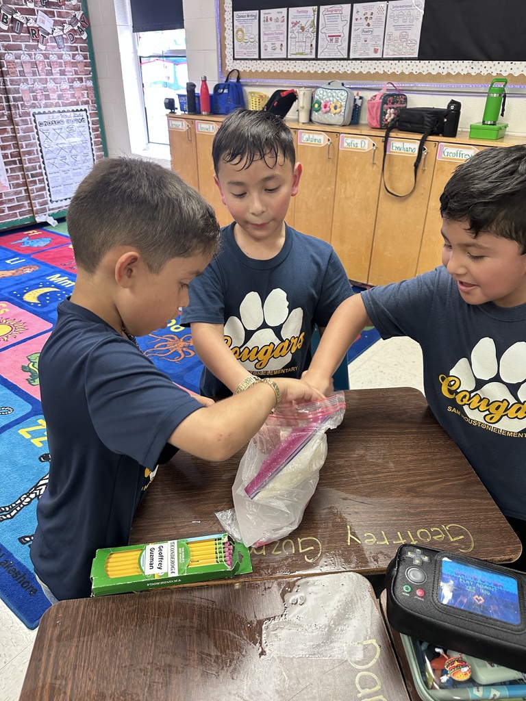 Student engaged in making ice cream activity.