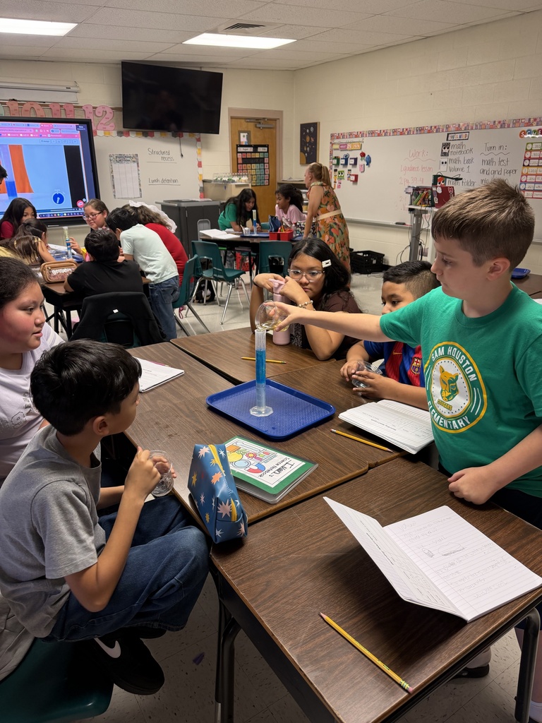 Students engaged in density lab.