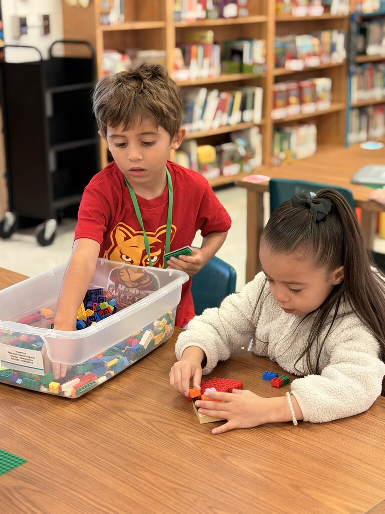 Students creating at the library.