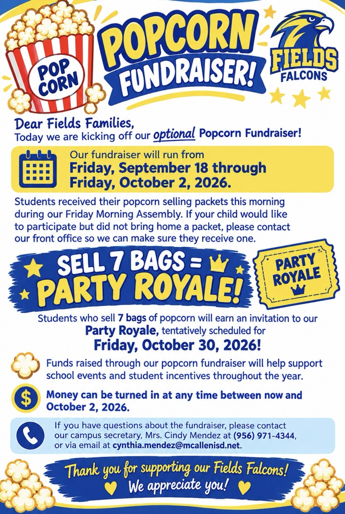 English Popcorn Fundraiser Flyer 