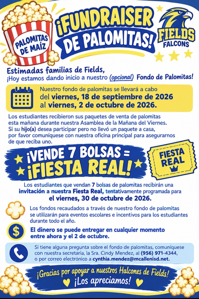 Spanish Popcorn Fundraiser Flyer