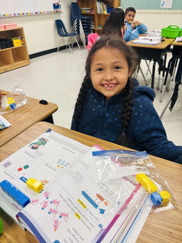 Our first graders are growing their math skills through hands-on learning💙